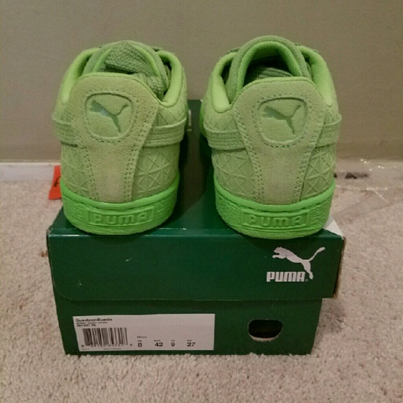 Puma Men's Lime Flash Green Suede size 8 MSRP $65 - Picture 3 of 4